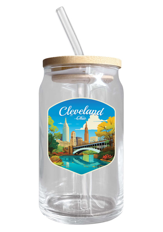 Cleveland Ohio Design B Souvenir 12 oz Beer Can Glass Single