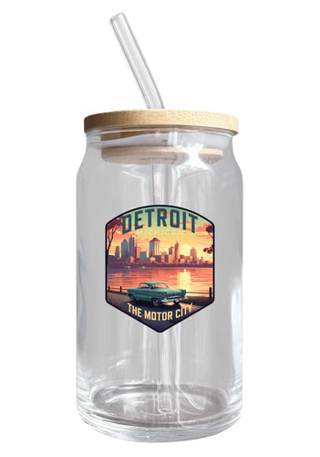 Detroit Michigan Design A Souvenir 12 oz Beer Can Glass 2-Pack
