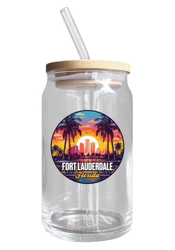 Fort Lauderdale Florida Design B Souvenir 12 oz Beer Can Glass 2-Pack