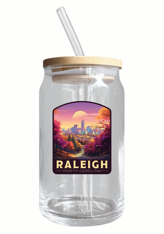 Raleigh North Carolina City of Oaks Design Souvenir 12 oz Beer Can Glass 2-Pack