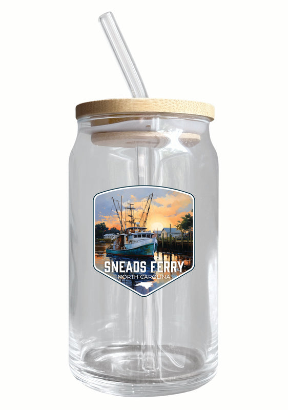 Sneads Ferry North Carolina Shrimp Boat Design Souvenir 12 oz Beer Can Glass Single
