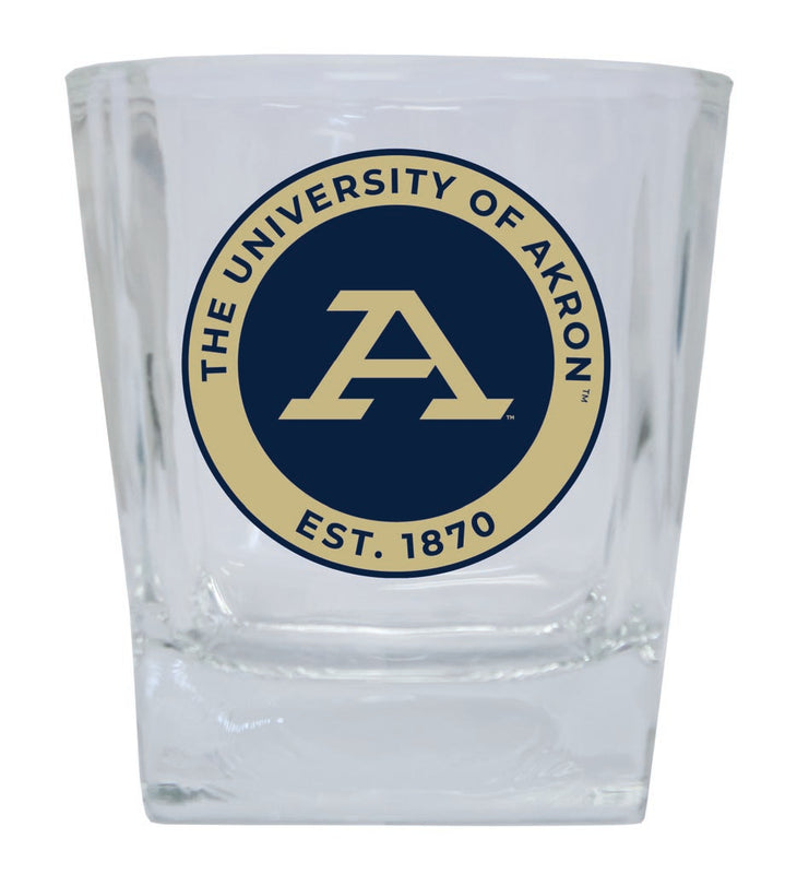 Akron Zips 10 oz Whiskey Rocks Glass Circle Design Officially Licensed Collegiate Product