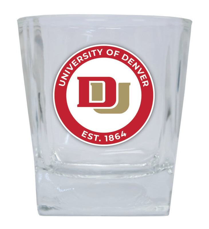 University of Denver Pioneers 10 oz Whiskey Rocks Glass Circle Design Officially Licensed Collegiate Product