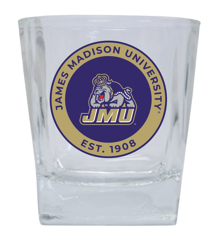 James Madison Dukes 10 oz Whiskey Rocks Glass Circle Design Officially Licensed Collegiate Product