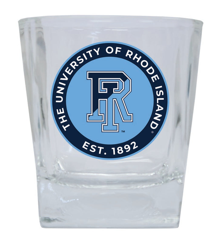 Rhode Island University 10 oz Whiskey Rocks Glass Circle Design Officially Licensed Collegiate Product