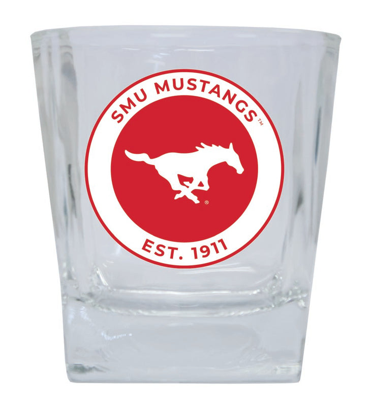 Southern Methodist University 10 oz Whiskey Rocks Glass Circle Design Officially Licensed Collegiate Product