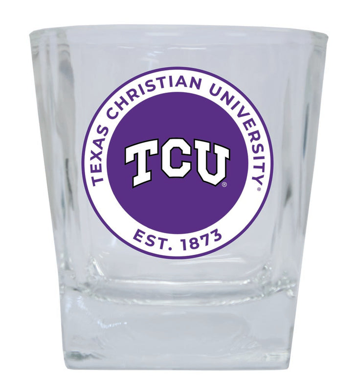 Texas Christian University 10 oz Whiskey Rocks Glass Circle Design Officially Licensed Collegiate Product