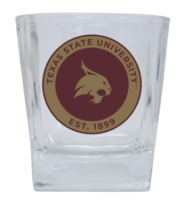 Texas State Bobcats 10 oz Whiskey Rocks Glass Circle Design Officially Licensed Collegiate Product