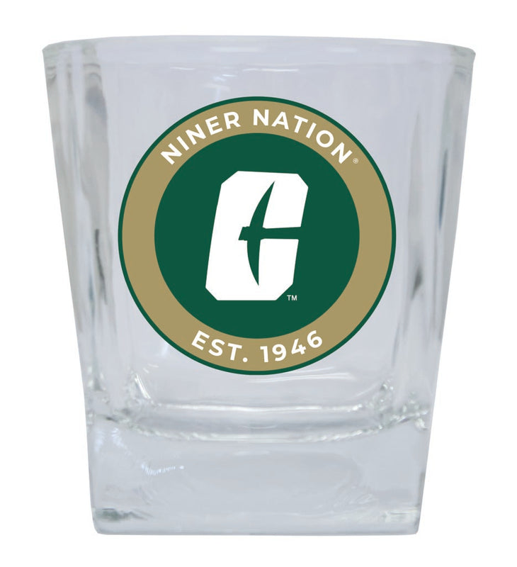 North Carolina Charlotte Forty-Niners 10 oz Whiskey Rocks Glass Circle Design Officially Licensed Collegiate Product
