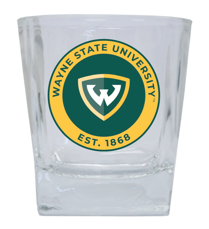 Wayne State 10 oz Whiskey Rocks Glass Circle Design Officially Licensed Collegiate Product