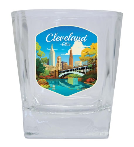 Cleveland Ohio Design B Souvenir 10 oz Whiskey Glass Rocks Glass 4-Pack