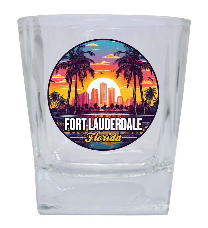 Fort Lauderdale Florida Design B Souvenir 10 oz Whiskey Glass Rocks Glass 2-Pack