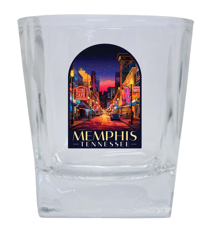 Memphis Tennessee Design C Souvenir 10 oz Whiskey Glass Rocks Glass 4-Pack