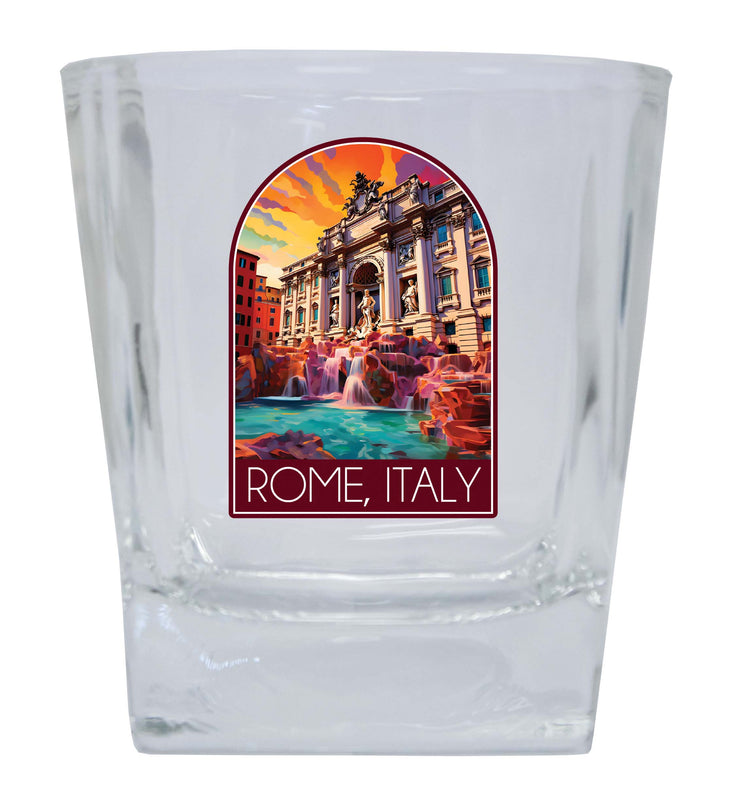 Rome Italy Design B Souvenir 10 oz Whiskey Glass Rocks Glass 4-Pack