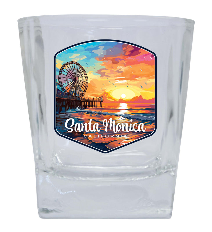 Santa Monica California Design A Souvenir 10 oz Whiskey Glass Rocks Glass 2-Pack