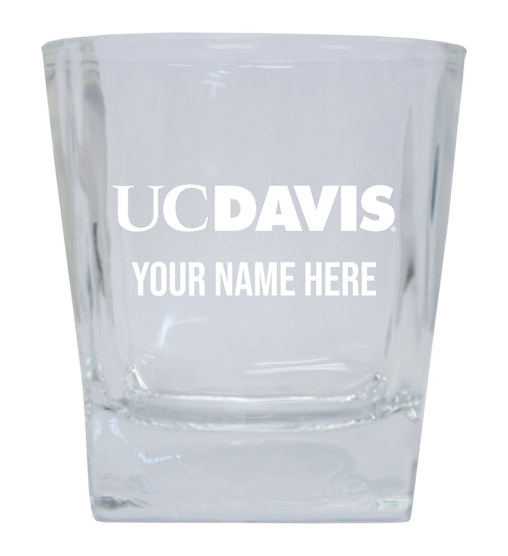 UC Davis Aggies Customizable Etched 8 oz Whiskey Rocks Glass Officially Licensed Collegiate Product 4-Pack