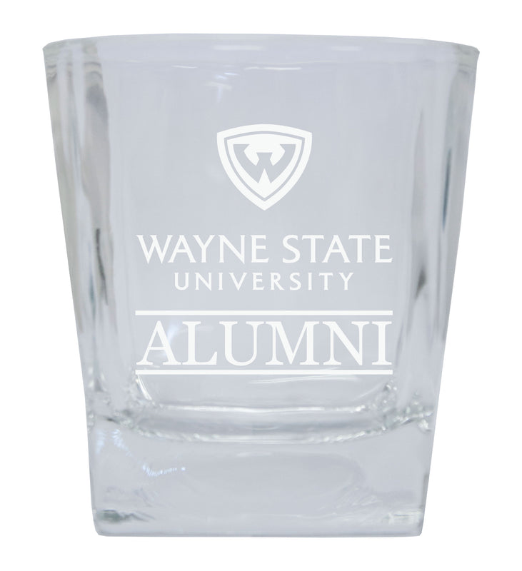 Wayne State Etched Alumni 8 oz Whiskey Rocks Glass Officially Licensed Collegiate Product 2-Pack