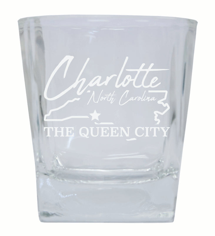 Charlotte North Carolina Souvenir 10 oz Engraved Whiskey Glass Rocks Glass 2-Pack