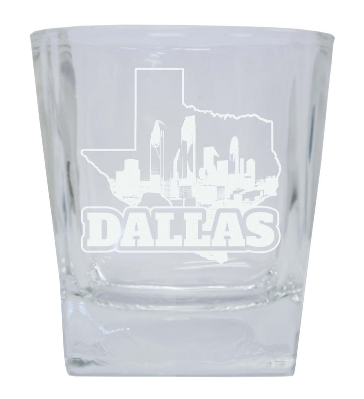 Dallas Texas Souvenir 10 oz Engraved Whiskey Glass Rocks Glass Single Unit