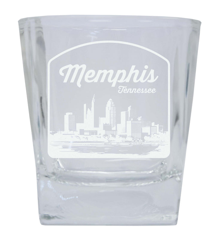 Memphis Tennessee Souvenir 10 oz Engraved Whiskey Glass Rocks Glass 2-Pack