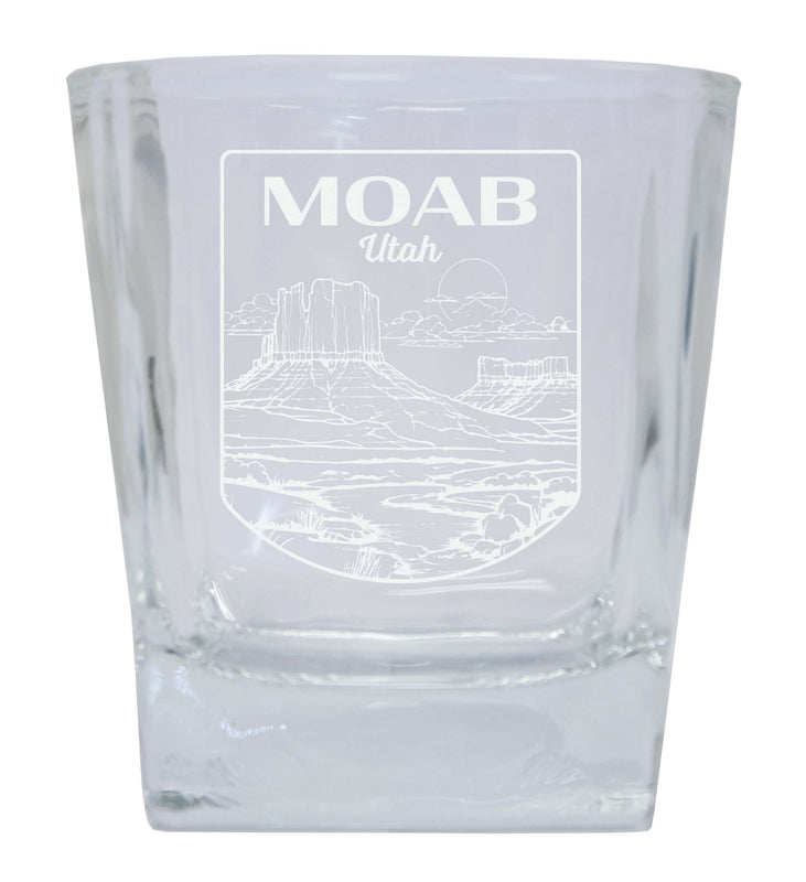 Moab Utah Souvenir 10 oz Engraved Whiskey Glass Rocks Glass 2-Pack