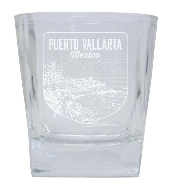 Puerto Vallarta Mexico Souvenir 10 oz Engraved Whiskey Glass Rocks Glass Single Unit