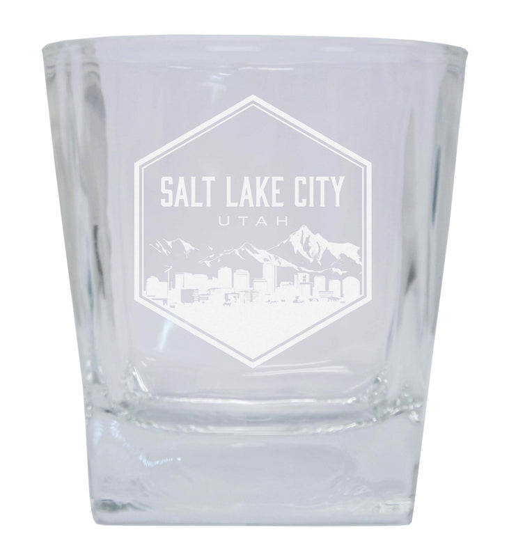 Salt Lake City Utah Souvenir 10 oz Engraved Whiskey Glass Rocks Glass 4-Pack
