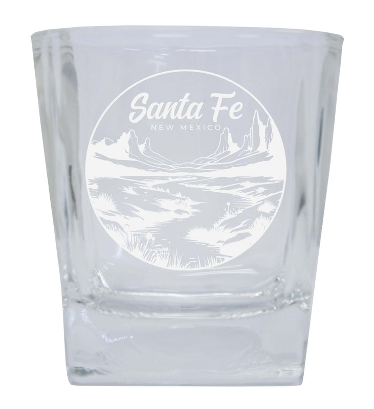 Santa Fe New Mexico Souvenir 10 oz Engraved Whiskey Glass Rocks Glass 2-Pack