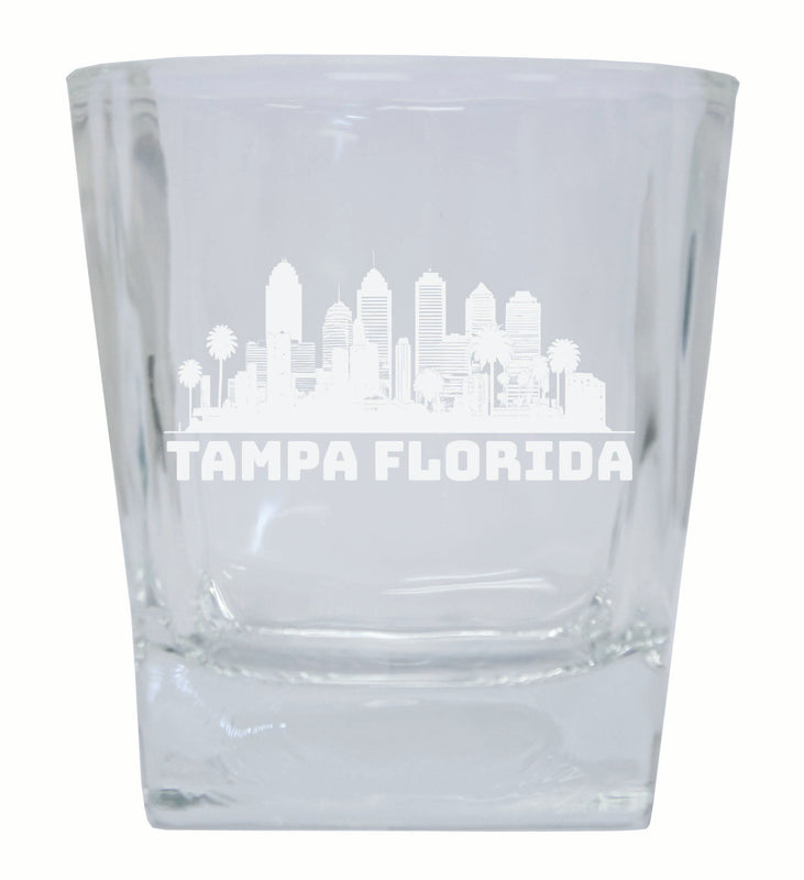 Tampa Florida Souvenir 10 oz Engraved Whiskey Glass Rocks Glass 2-Pack