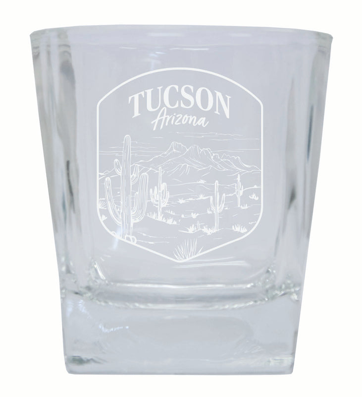 Tucson Arizona Souvenir 10 oz Engraved Whiskey Glass Rocks Glass 4-Pack