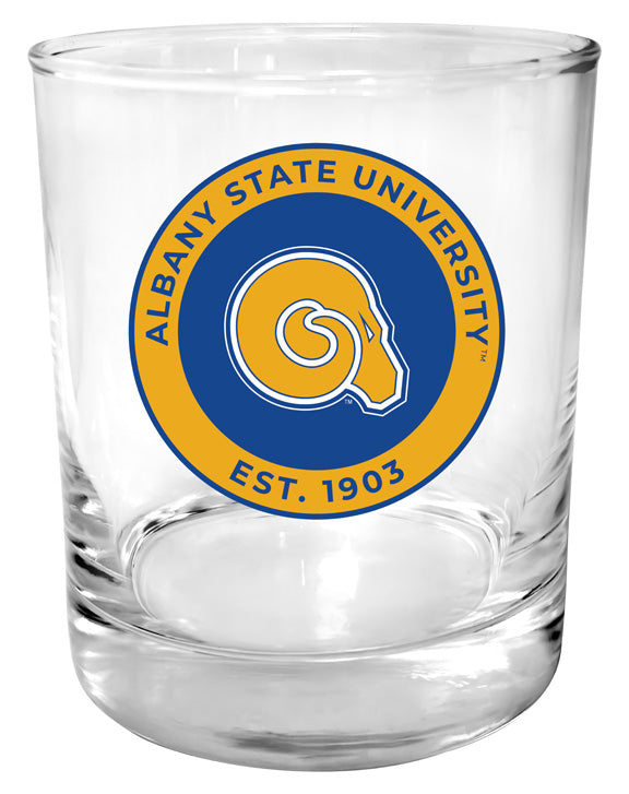 Albany State University 11 oz Round College Whiskey Glass – Officially Licensed with Full Color or Engraved Logo