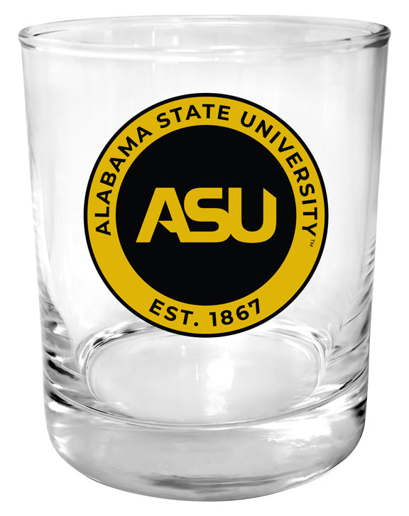 Alabama State University 11 oz Round College Whiskey Glass – Officially Licensed with Full Color or Engraved Logo