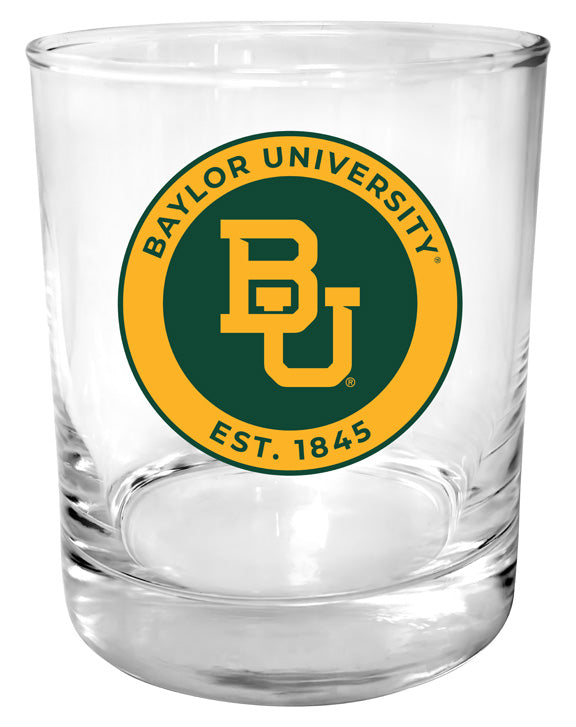 Baylor Bears 11 oz Round College Whiskey Glass – Officially Licensed with Full Color or Engraved Logo