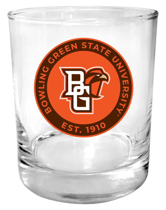 Bowling Green Falcons 11 oz Round College Whiskey Glass – Officially Licensed with Full Color or Engraved Logo