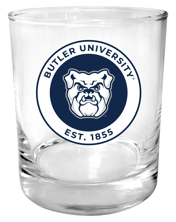Butler Bulldogs 11 oz Round College Whiskey Glass – Officially Licensed with Full Color or Engraved Logo