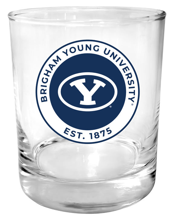 Brigham Young Cougars 11 oz Round College Whiskey Glass – Officially Licensed with Full Color or Engraved Logo