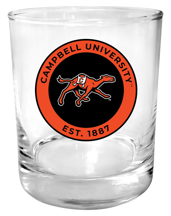 Campbell University Fighting Camels 11 oz Round College Whiskey Glass – Officially Licensed with Full Color or Engraved Logo