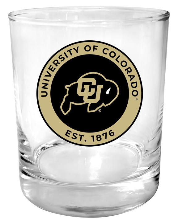 Colorado Buffaloes 11 oz Round College Whiskey Glass – Officially Licensed with Full Color or Engraved Logo