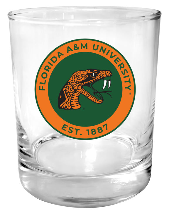 Florida A&M Rattlers 11 oz Round College Whiskey Glass – Officially Licensed with Full Color or Engraved Logo