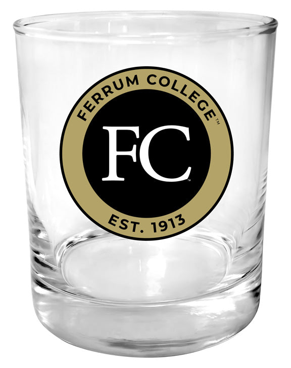 Ferrum College 11 oz Round College Whiskey Glass – Officially Licensed with Full Color or Engraved Logo