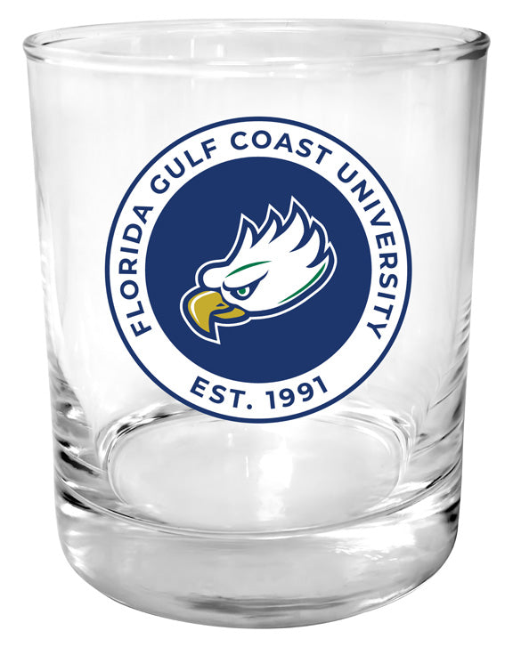 Florida Gulf Coast Eagles 11 oz Round College Whiskey Glass – Officially Licensed with Full Color or Engraved Logo