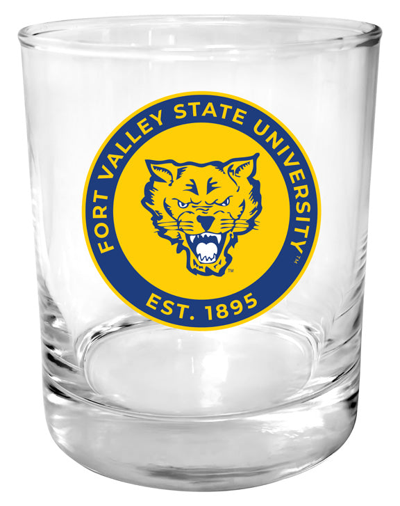 Fort Valley State University 11 oz Round College Whiskey Glass – Officially Licensed with Full Color or Engraved Logo