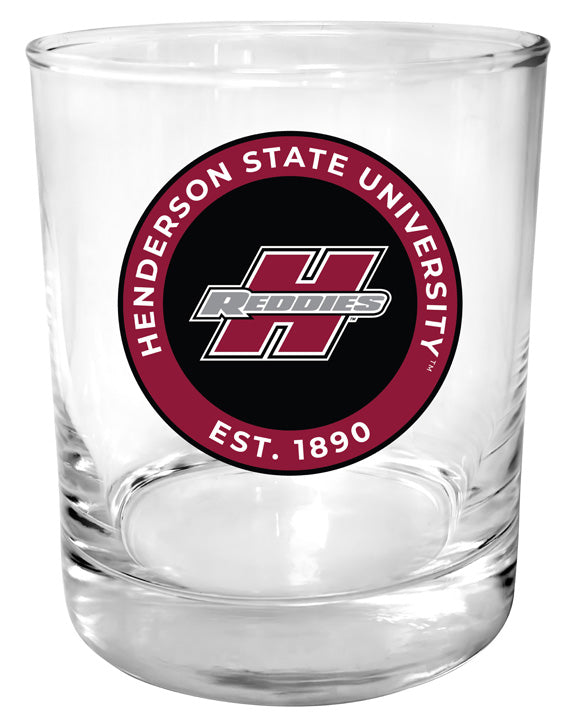 Henderson State Reddies 11 oz Round College Whiskey Glass – Officially Licensed with Full Color or Engraved Logo