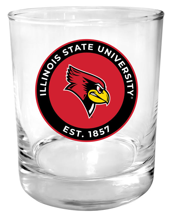 Illinois State Redbirds 11 oz Round College Whiskey Glass – Officially Licensed with Full Color or Engraved Logo