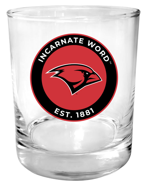 Incarnate Word Cardinals 11 oz Round College Whiskey Glass – Officially Licensed with Full Color or Engraved Logo