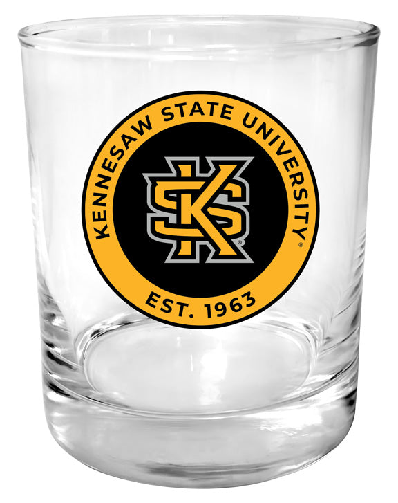 Kennesaw State University 11 oz Round College Whiskey Glass – Officially Licensed with Full Color or Engraved Logo