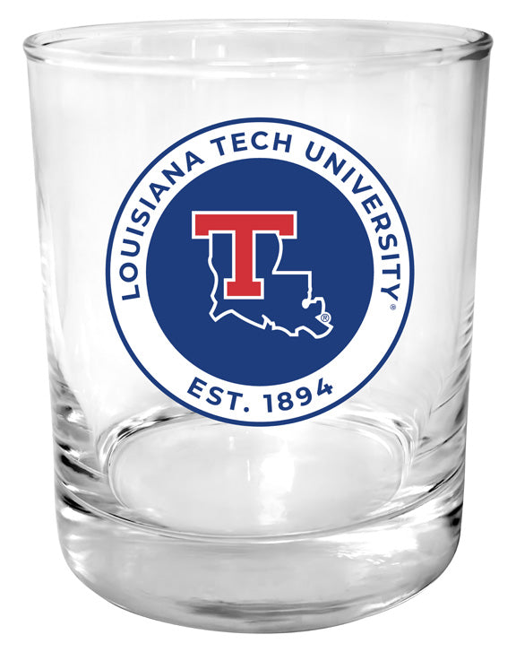 Louisiana Tech Bulldogs 11 oz Round College Whiskey Glass – Officially Licensed with Full Color or Engraved Logo