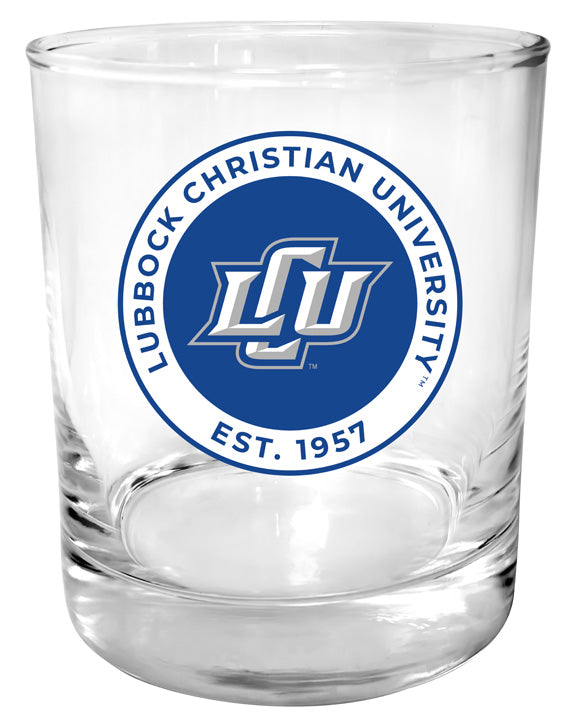 Lubbock Christian University Chaparral 11 oz Round College Whiskey Glass – Officially Licensed with Full Color or Engraved Logo