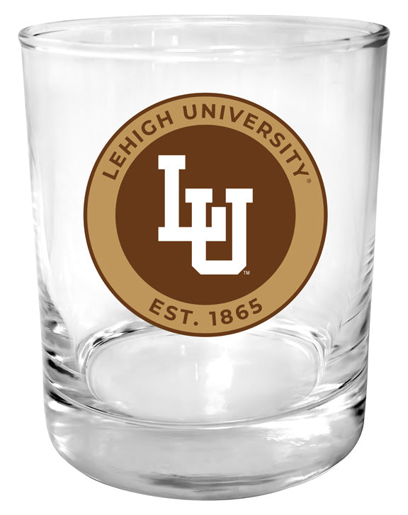 Lehigh University Mountain Hawks 11 oz Round College Whiskey Glass – Officially Licensed with Full Color or Engraved Logo