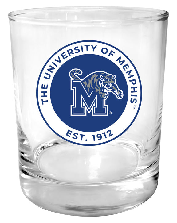 Memphis Tigers 11 oz Round College Whiskey Glass – Officially Licensed with Full Color or Engraved Logo